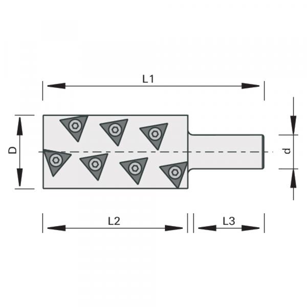 Stehle 58187300  3520 Schaftfräser mit HW-Wendeplatten-t3-System Zeichnung